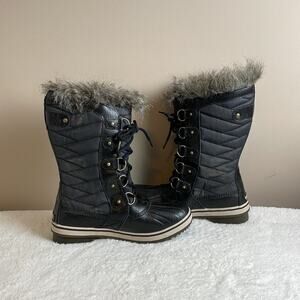Sorel Tofino II Womens 8.5 Boots Waterproof Canvas Upper Lace Faux Fur Collar